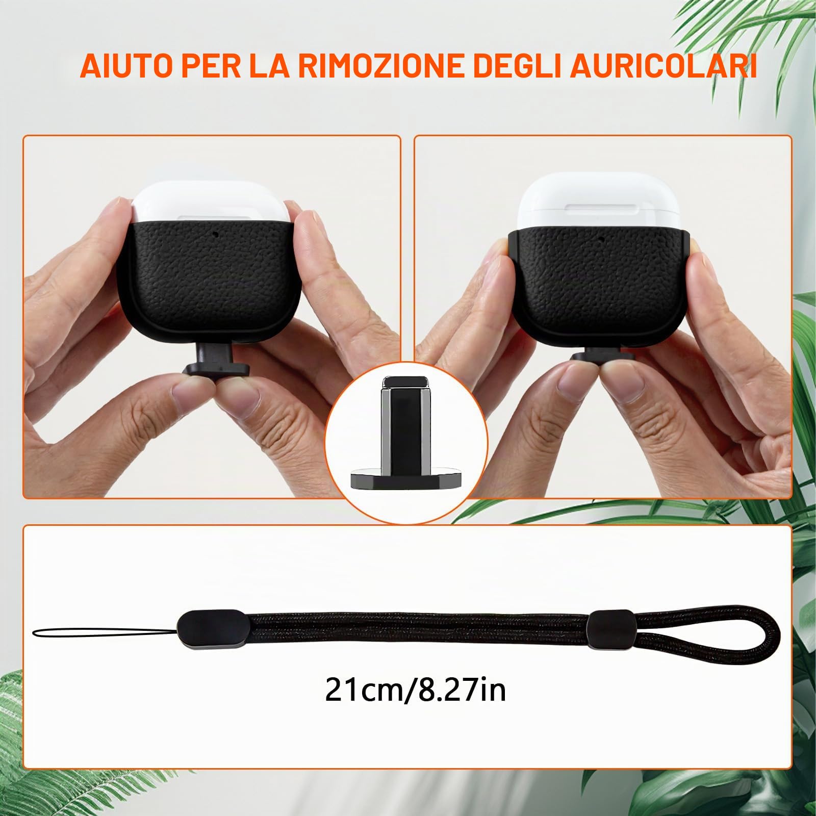 Teyomi Cover compatibile con Airpods 4, TPU Airpods 4 Cover con Cordino, Custodia Protettiva Progettazione della trama per AirPods 4 Generazione Case, Supporto ricarica wireless [Nero]