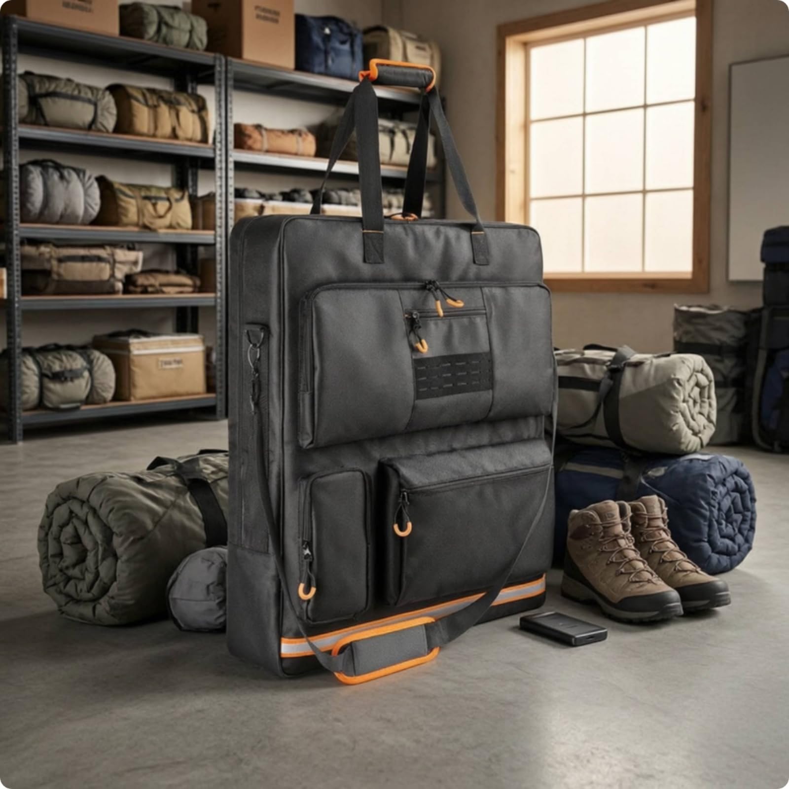 Borsa Imbottita con Tracolla Resistente Custodia Protettiva Multitasche per Campeggiatori, Campeggio, Outdoor