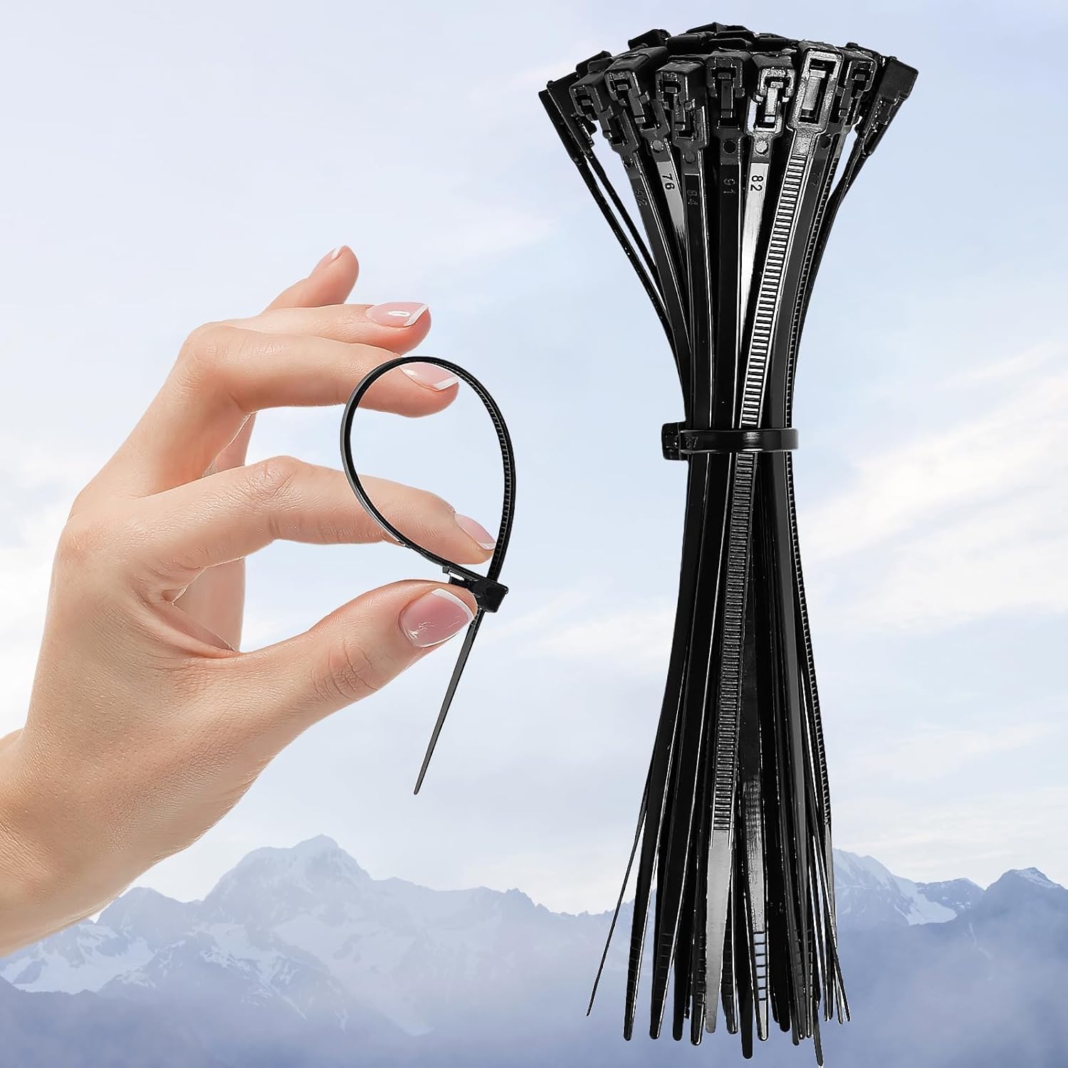 Generic 50 Pack 6 Inch Reusable Black Nylon Wide Self-Lock Zip Ties, 40 lb Tensile Strength, Ideal for Cable Management