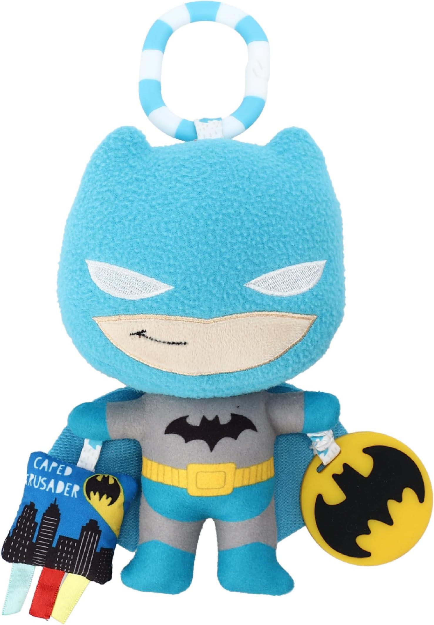 DC Comics The Batman Multi Sensory Activity Toy with Teethers, Crinkle Textures, and Clip for On The Go Fun for Infant and Baby Boys and Girls, Medium