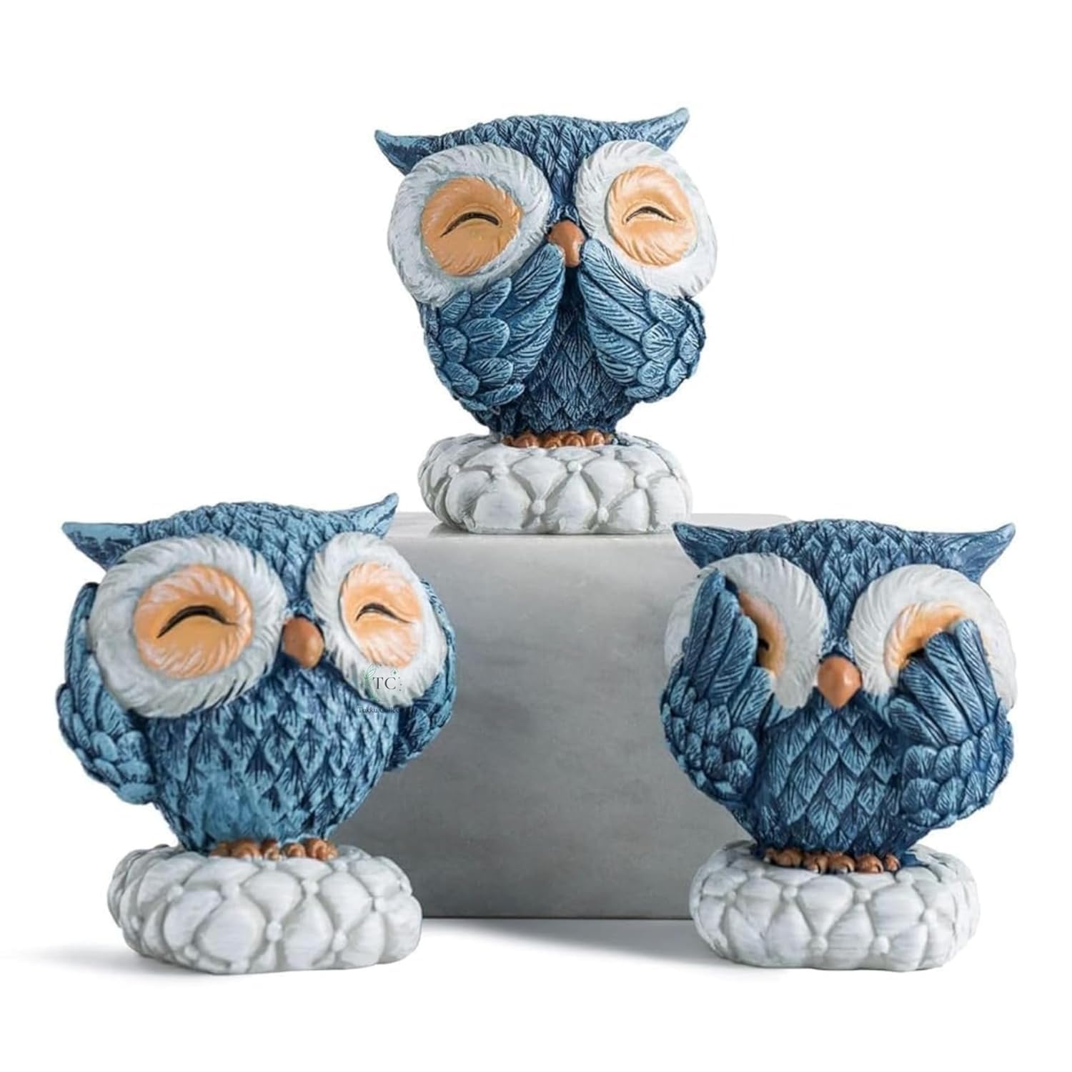 DIGITAL COMM Set of 3, Miniature Owl Showpiece Feng Shui Bird Home Decor Modern Figurines for Living Room Bedroom Shelf, Gifts for Owl Lovers, Animal Figurines