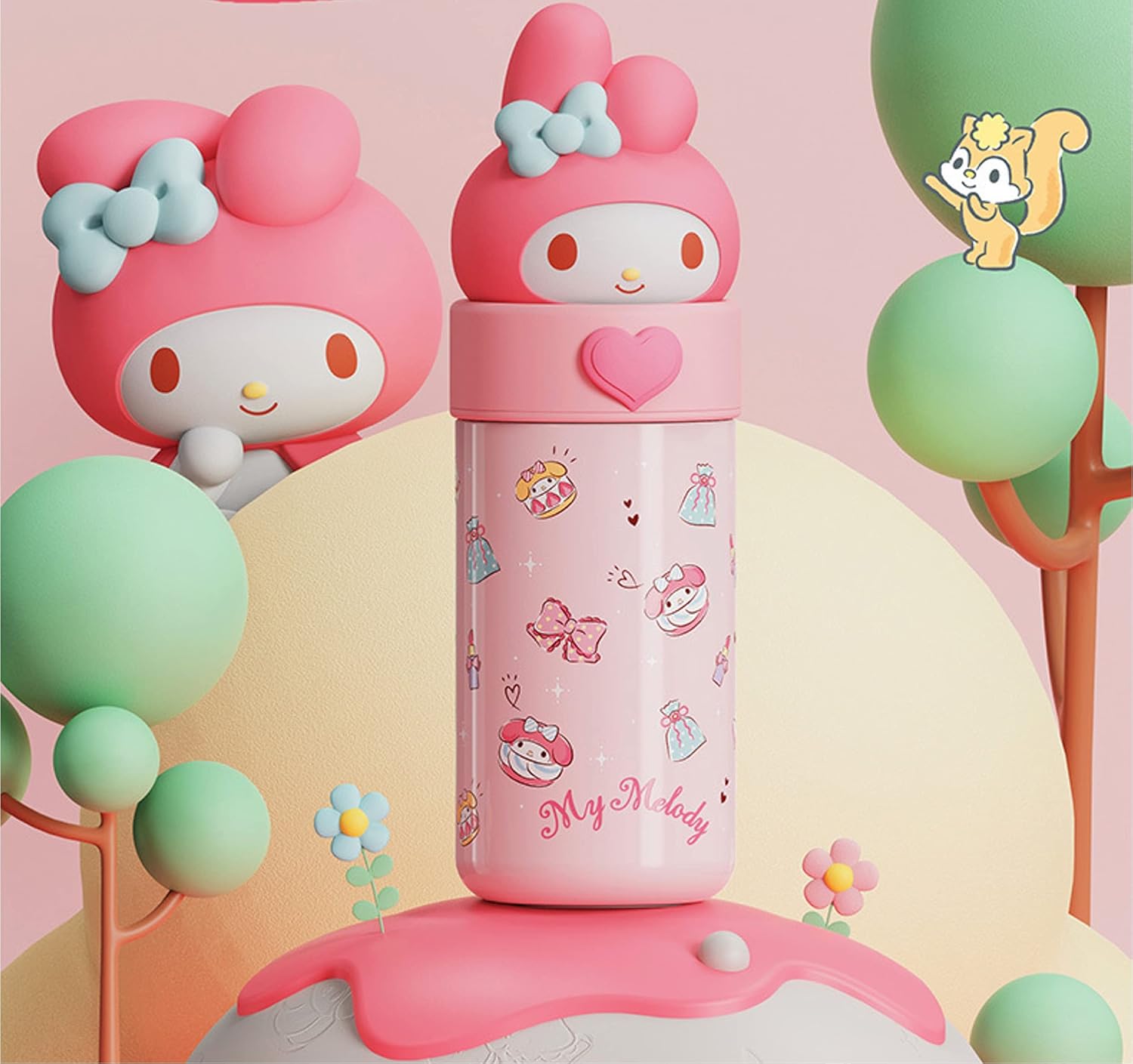 Melody Stainless Steel Insulated Water Bottle 350ml - Pink - Image 2