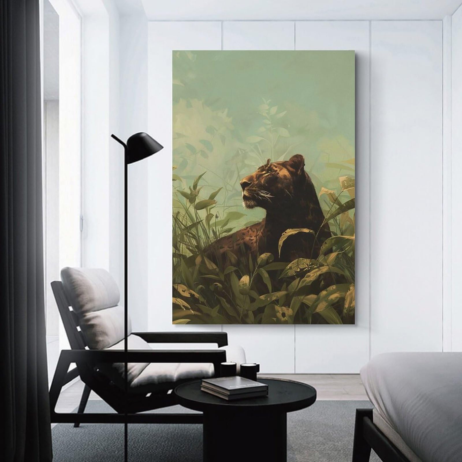 Junmoney Unframe-Style-15 Black Panther In Jungle Decorative Wall Artwork 24X36inch(60X90cm), For Corridors, Hallways Or Apartment Entries, Home Artwork For First Impressions