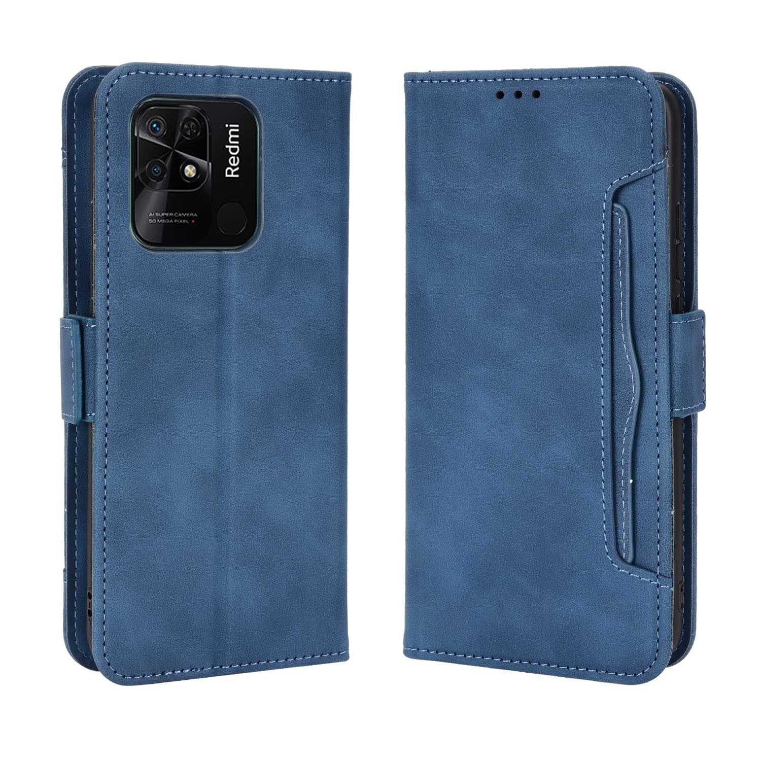 Custodia Portafoglio In Pelle Per Xiaomi Redmi 10C, Cover Libro Con Slot Carte E Supporto, Chiusura Magnetica, Nero