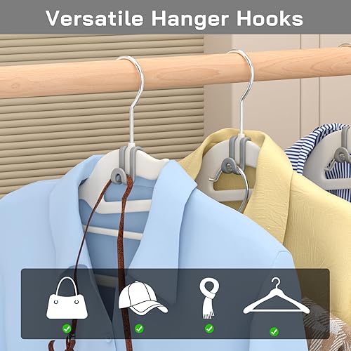 Miniatura 20 de Tinfol Ganchos de conector para colgar colgadores, 50 ganchos para ropa que ahorran espacio, clips extensores resistentes para perchas y Blanco