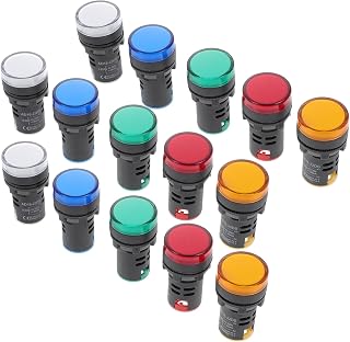 JUMPLAWN 15 piezas Luz Indicadora LED Señalización con Colores Amarillo Rojo Blanco Azul Verde Luz de Señal de Seguridad Instalación Práctica y Segura para de Emergencia y Estado