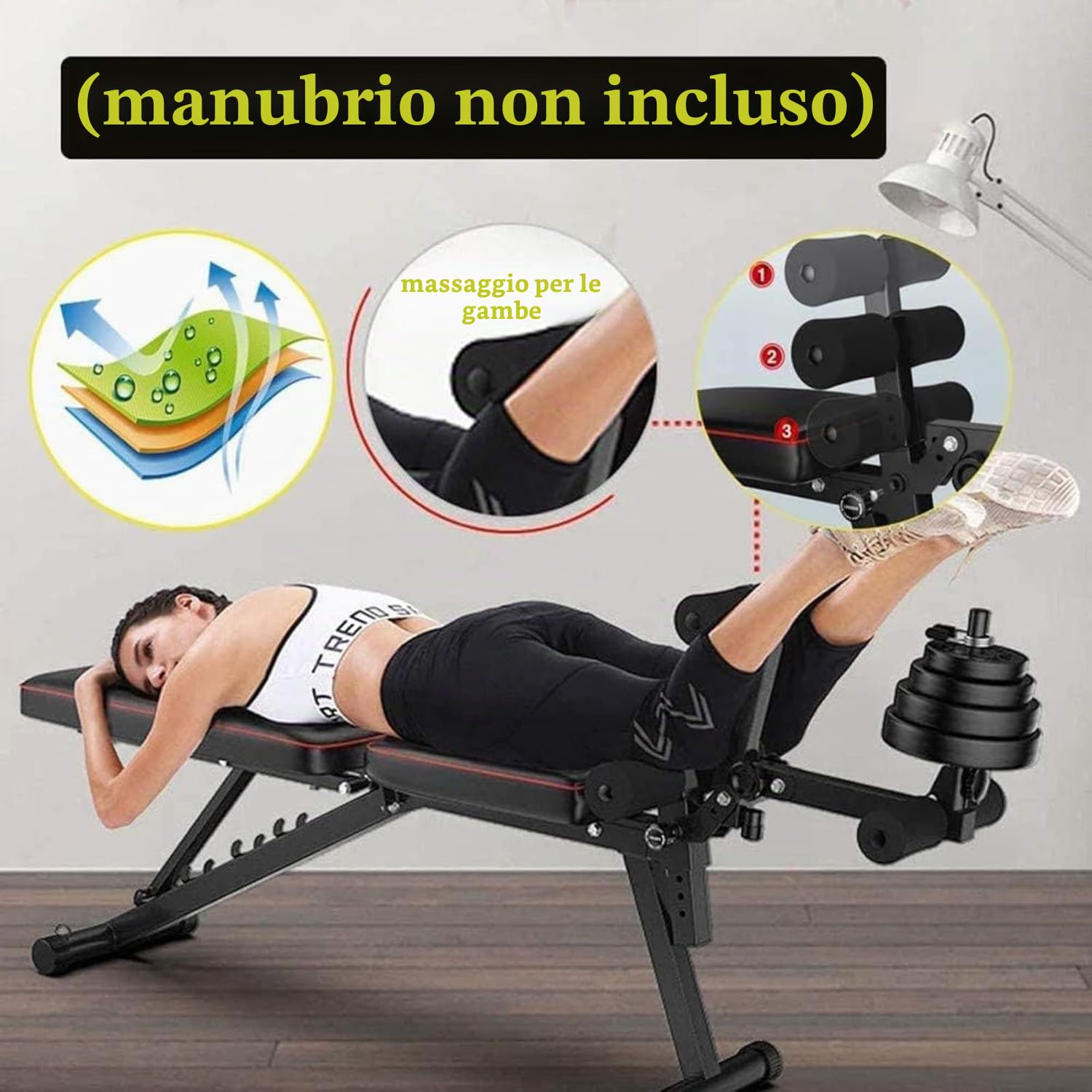 Panca Pesi Regolabile con Leg Extension e Leg Curl | Panca Allenamento All in One per Home Gym | Panca Inclinata Declinata Piana per Forza e Bodybuilding