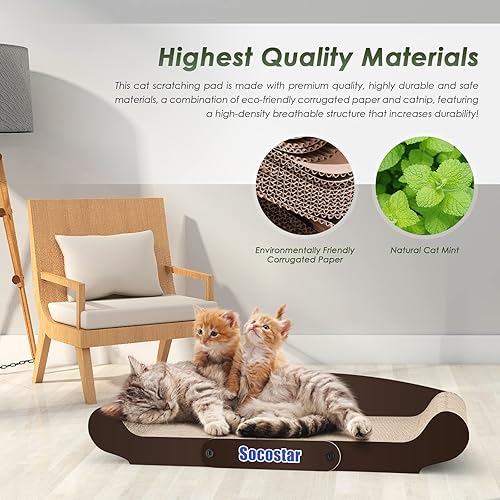 Miniatura 5 de Sofá cama rascador extragrande para gatos de 27.6 x 11 pulgadas, cartón rascador para gatos, papel 100% reciclado para gatos de interior, sala