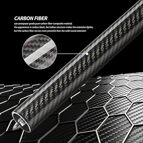 Miniatura 7 de KONLLEN Extensión de taco de piscina con 3 parachoques, fibra de carbono, accesorios de billar para Mezz Predator ZOKUE Jflowers Cue