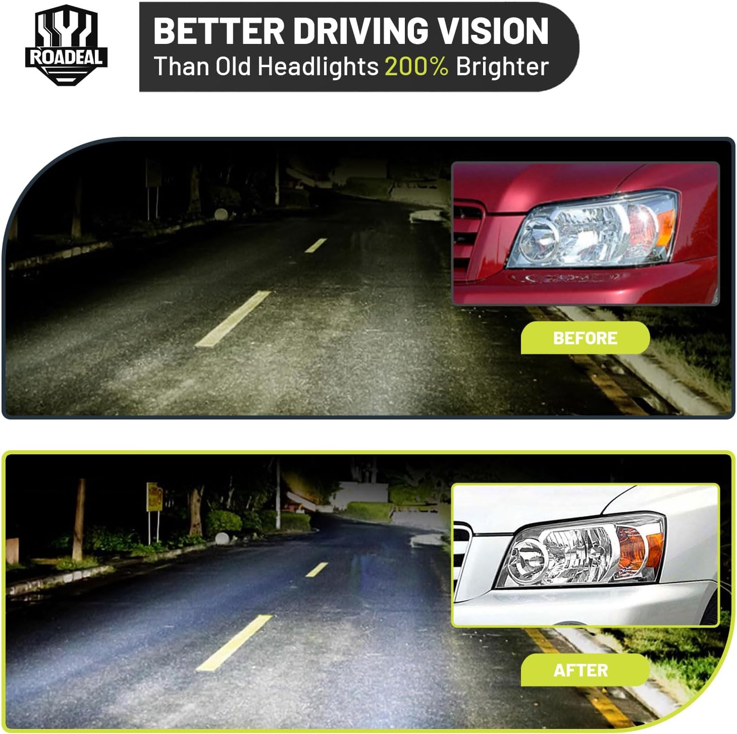 Headlights Assembly W/Bulbs for 2004-2006 Toyota Highlander, Sport Utility Headlamp Replacement Left + Right Side