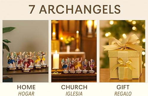 Miniatura 2 de Juego completo de estatuas de siete arcángeles - Figuras de resina de 3   Siete Arcángeles Figuras Completas Religiosas  Juego completo para altar