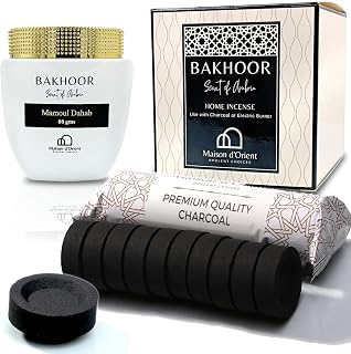 Ultimate Arabian Incense Bakhoor and Charcoal Briquettes Set Featuring Bamboo Quick Light Bakhoor Coal 8 Rolls 33mm