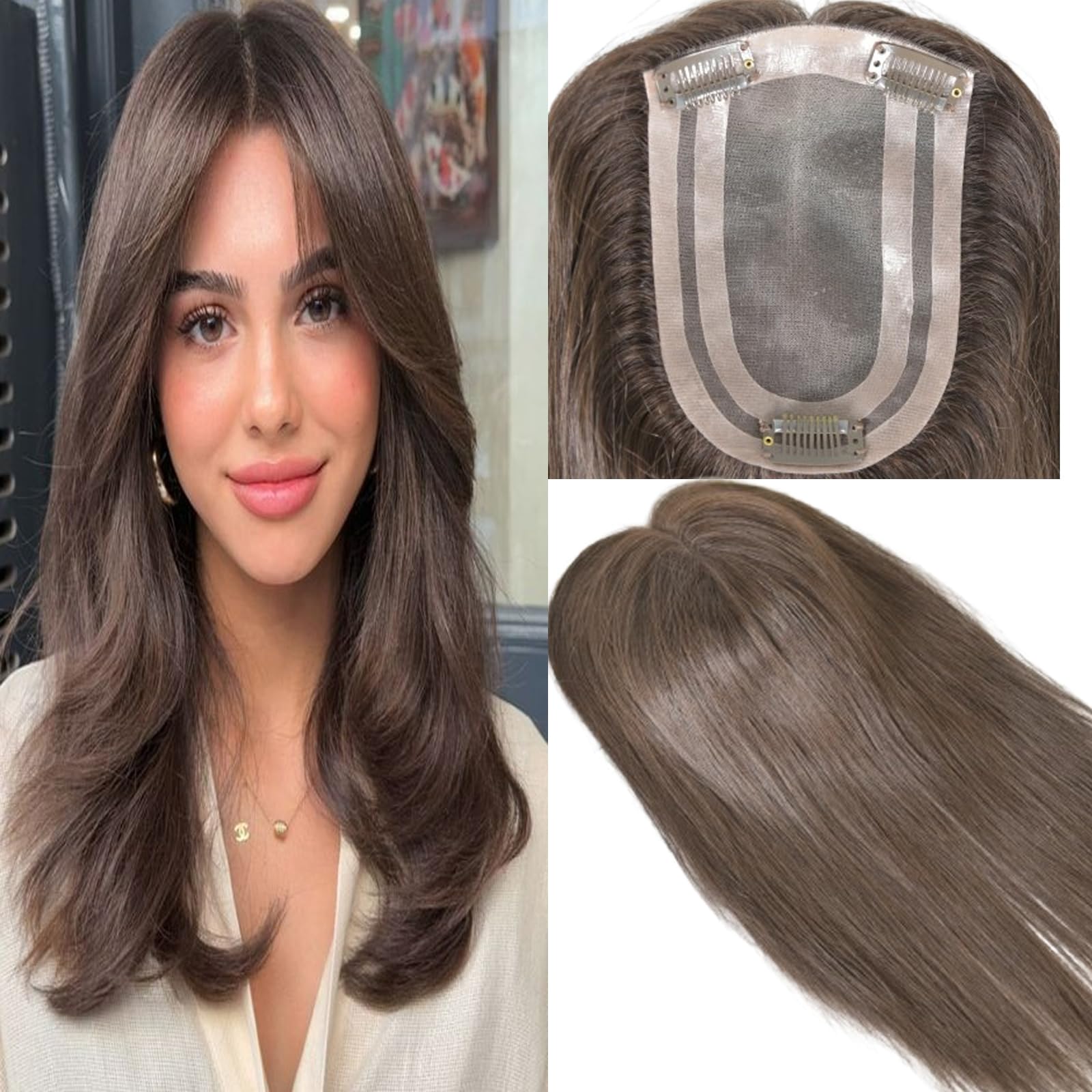Amazon.com : Voloria 14INCH Clip In Hair Toppers for Women  display picture 2