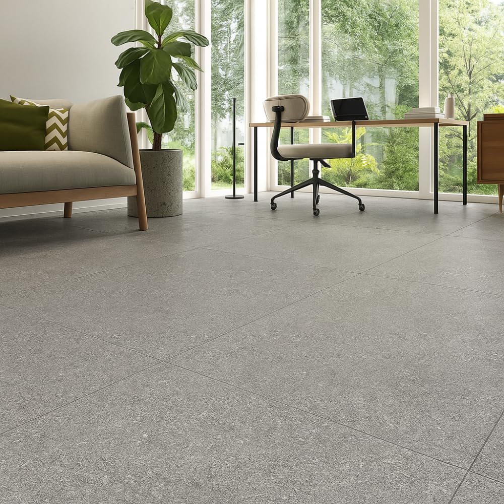FORTUNATO Piastrella Interni Esterni Gres Porcellanato Rettificata Superficie Bocciardata Finitura Opaca London Grey 60x120 cm (London Grey, 1,44 m²)