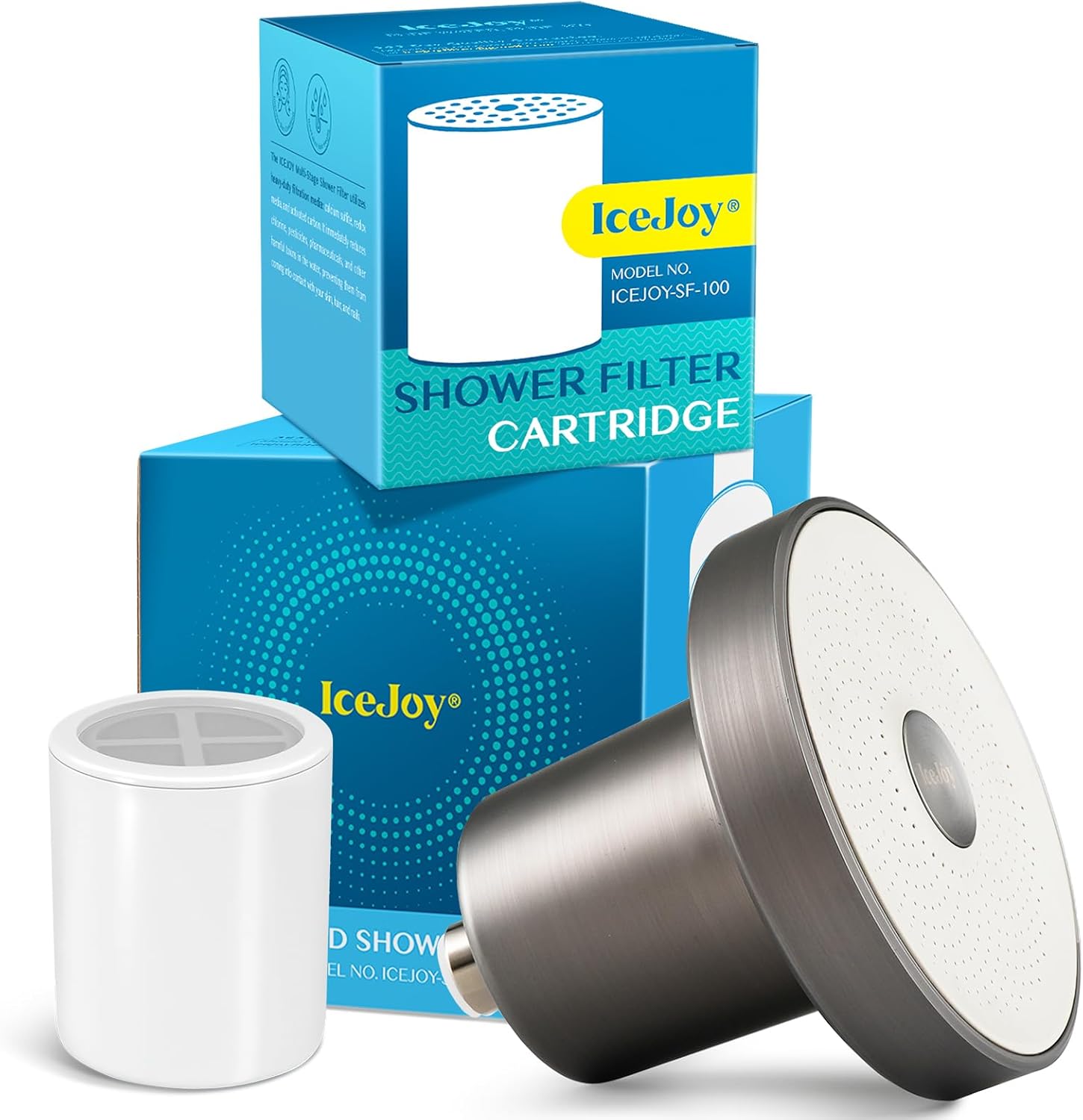 Filtered Shower Head with Replacement Cartridge - High-Efficiency Water Filter for Hair & Skin Health, Reduce Hair Loss, Protect Color-Treated Hair, Remove Chlorine & Heavy Metals (Brushed Steel)