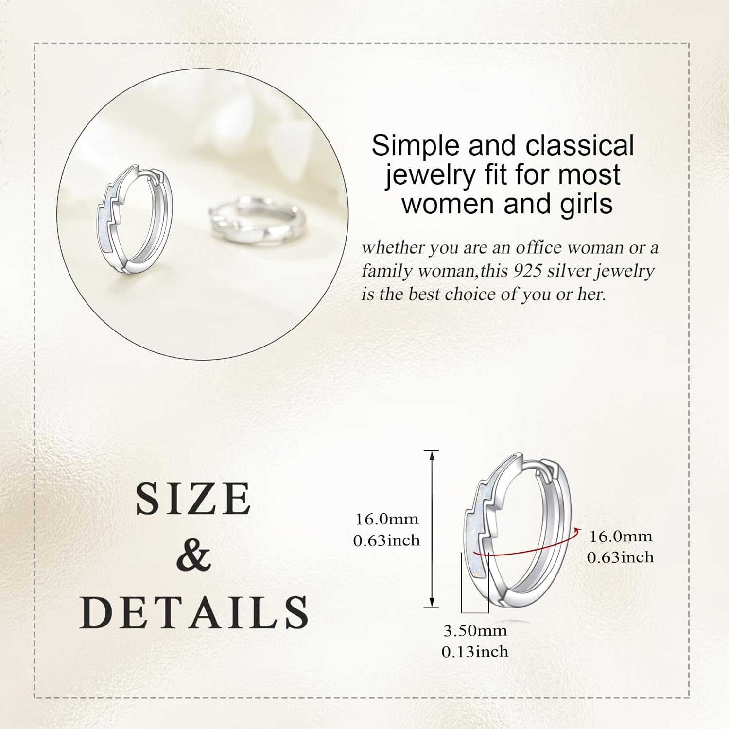 Lightning Bolt Earrings for Women 925 Sterling Silver White Opal Thunder Hoop Earrings Dainty Minimalist Flash Jewelry Gift - Image 5