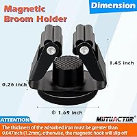 Vista 5 de MUTUACTOR Soporte magnético para escoba resistente, soporte magnético de 12 libras para escoba y trapeador con pinzas de utilidad, 2 soportes