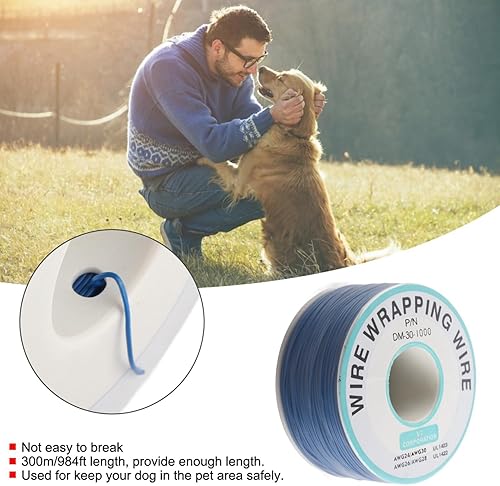 Miniatura 2 de GLOGLOW Bobina de valla para mascotas, jaulas portátiles para perros, 984.3 ft/984 pies, cables de alambre eléctricos para uso en interiores y