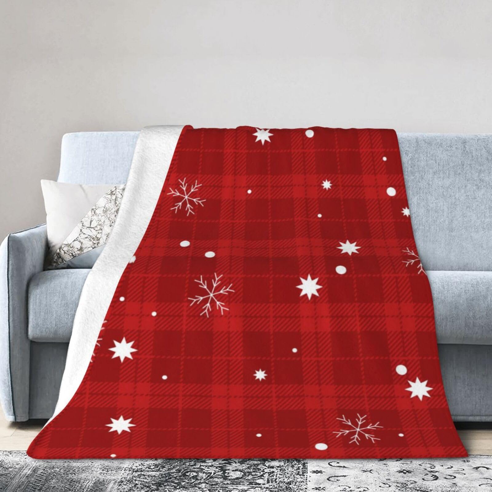 ERTDFXCV Christmas Plaid Blanket 80"x60"