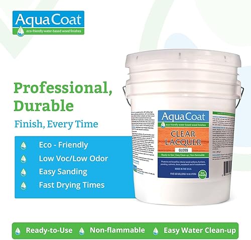 Miniatura 4 de Aqua Coat - Laca transparente con acabado brillante, a base de agua de primera calidad para madera y plástico, secado rápido, no se amarillea,