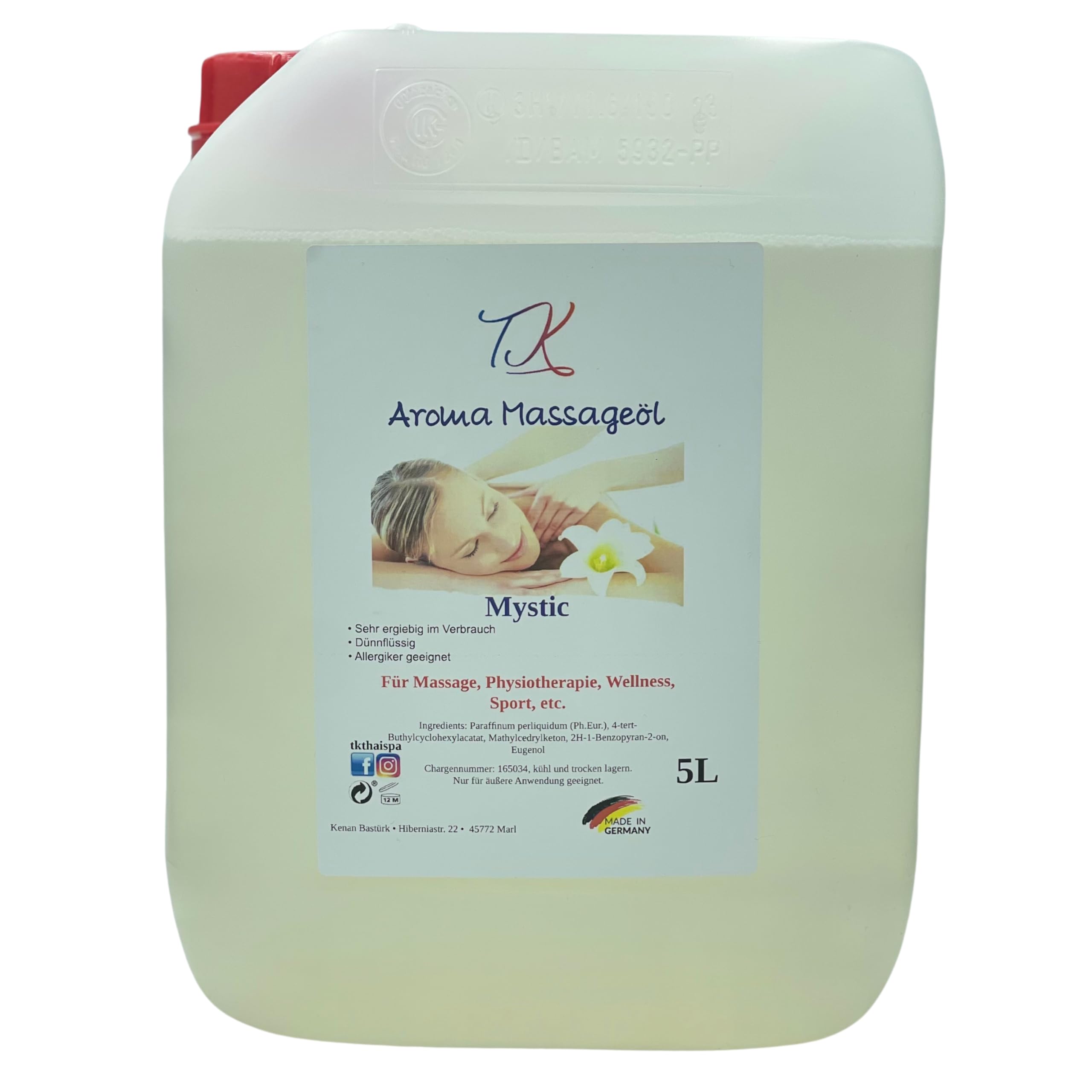 Aceite de masaje aromático para masajes, fisioterapia, bienestar y mucho más, calidad medicinal (1l, Beautiful Life)