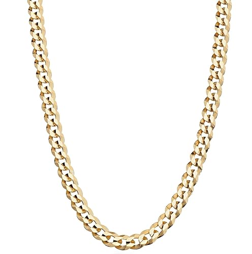 Miabella Solid 18K Gold Over 925 Sterling Silver Italian 5mm Diamond-Cut Cuban Link Curb Chain Necklace for Women Men, Made in Italy - Length 18 Inches (women's average length)