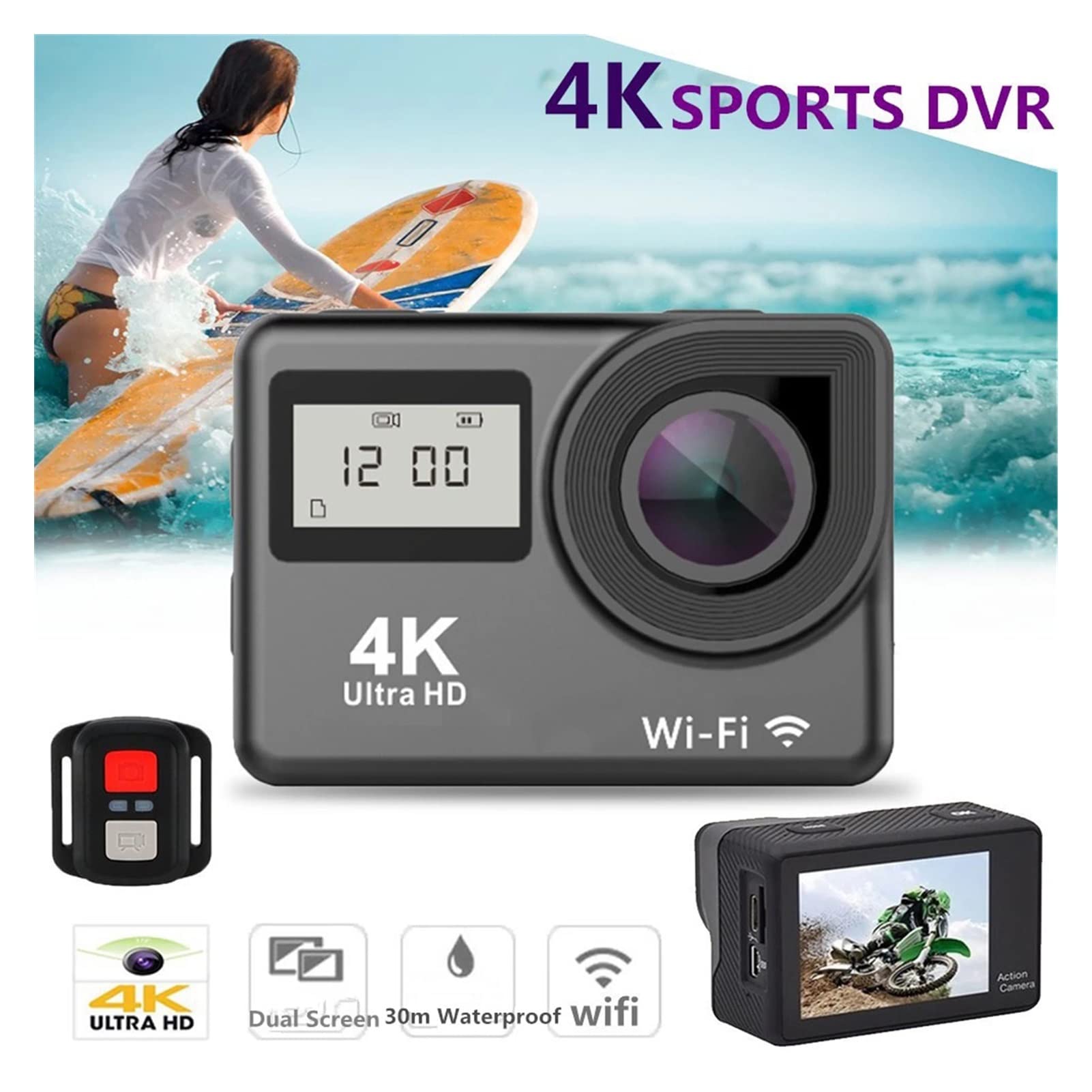 Amazon | スポーツカメラ 4Kウルトラ hアクションカメラダブル LCD