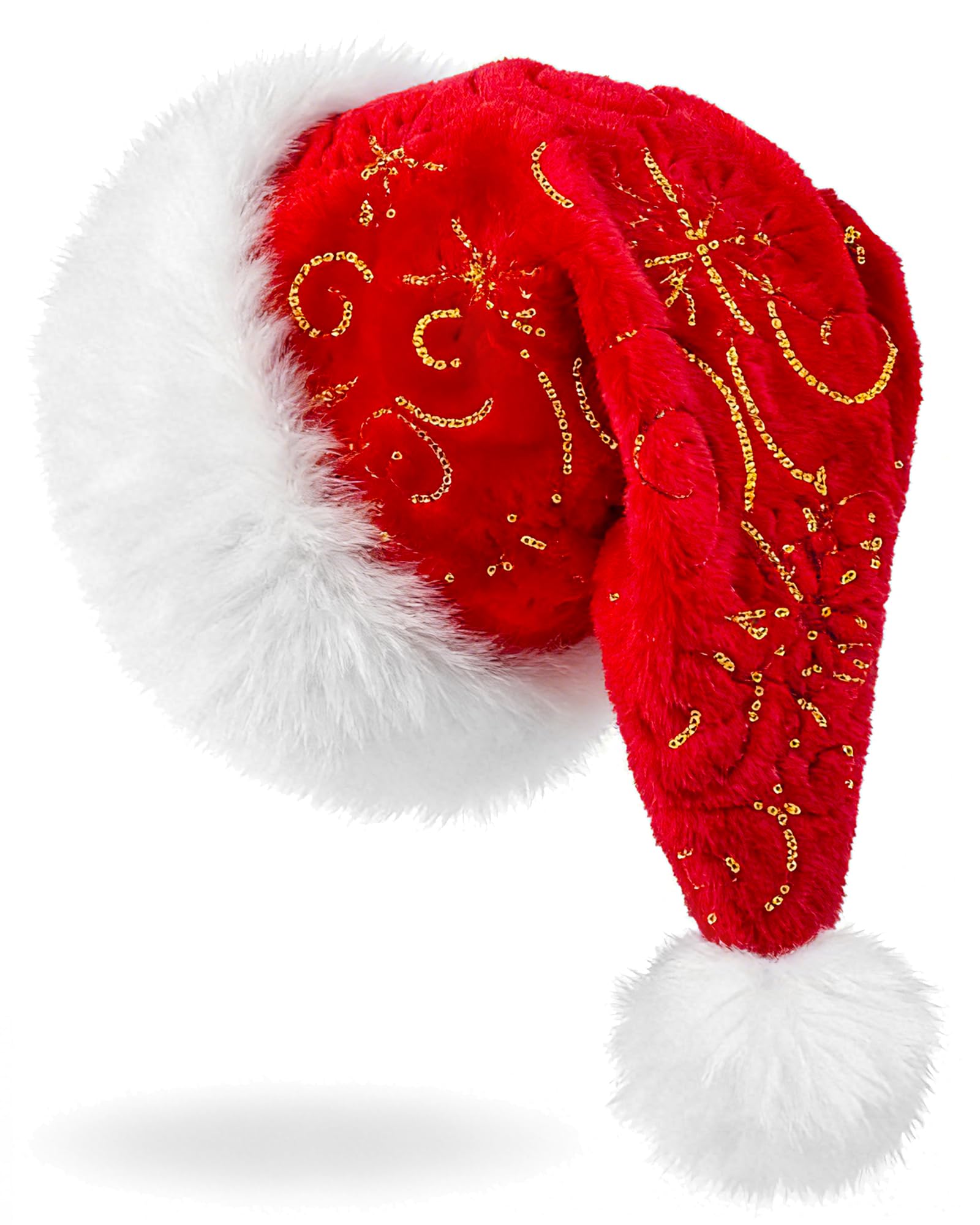 Sombrero de Papá Noel de copo de nieve de Navidad rojo para adultos, mujeres y hombres, sombrero de Navidad de terciopelo suave grueso, regalo de Navidad, fiesta de Año Nuevo