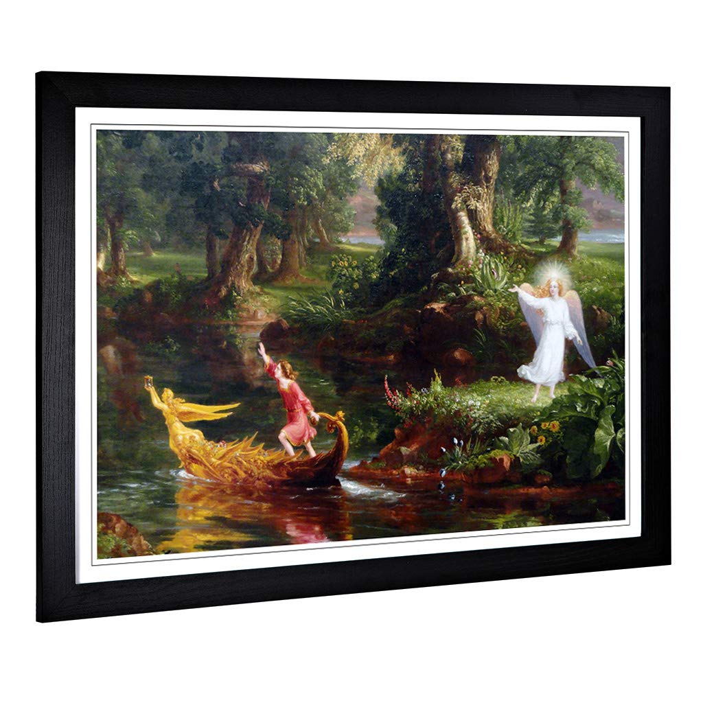 Big Box Art Framed Print of Thomas Cole The Voyage of Life Youth Design | Wall Art Picture | Home Decor for Kitchen, Living Room, Bedroom, Hallway, Black, A2 / 24.5x18 Inch / 62x45cm