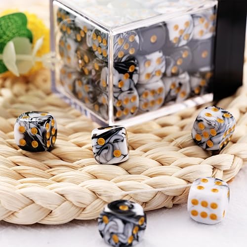 Miniatura 6 de Juego de 36 dados miniatura de 0.472 in, 6 caras, dos colores, D6, dados estándar de 6 caras para Yahtzee, Bunco o enseñanza de matemáticas, con