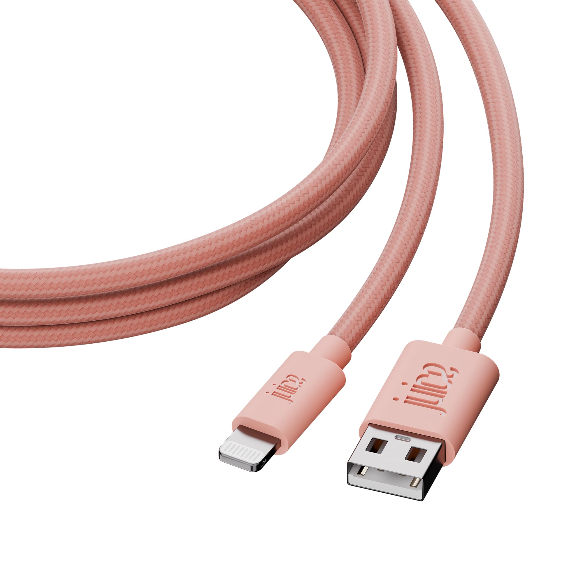 Juice Apple iPhone Lightning 2 m Braided Charger and Sync Cable for Apple iPhone 13, 13 Pro, 12, 12 Mini, SE, 11, XS, XR, X, 8, 7, 6, 5, iPad, Pro, Air, Mini, Airpods Pro- Rose Gold