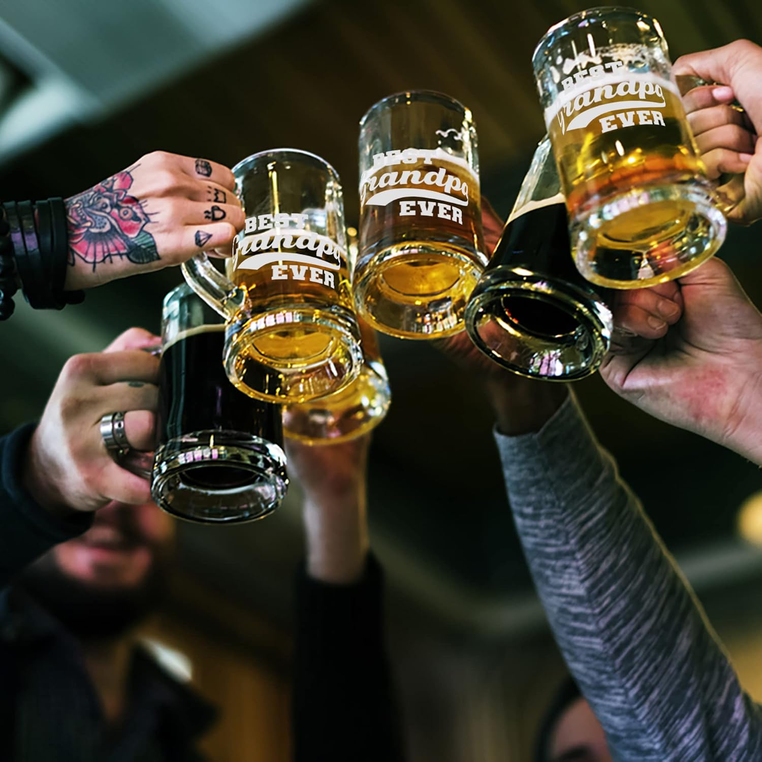 Your Dream Party Shop Best Grandpa Ever Beer Glass - 16oz Beer Mug, Funny Grandpa Gifts for Birthday or Father's Day, Papa Mug for Grandfather, Gifts from Grandkids, Present for Grandfather - Image 5