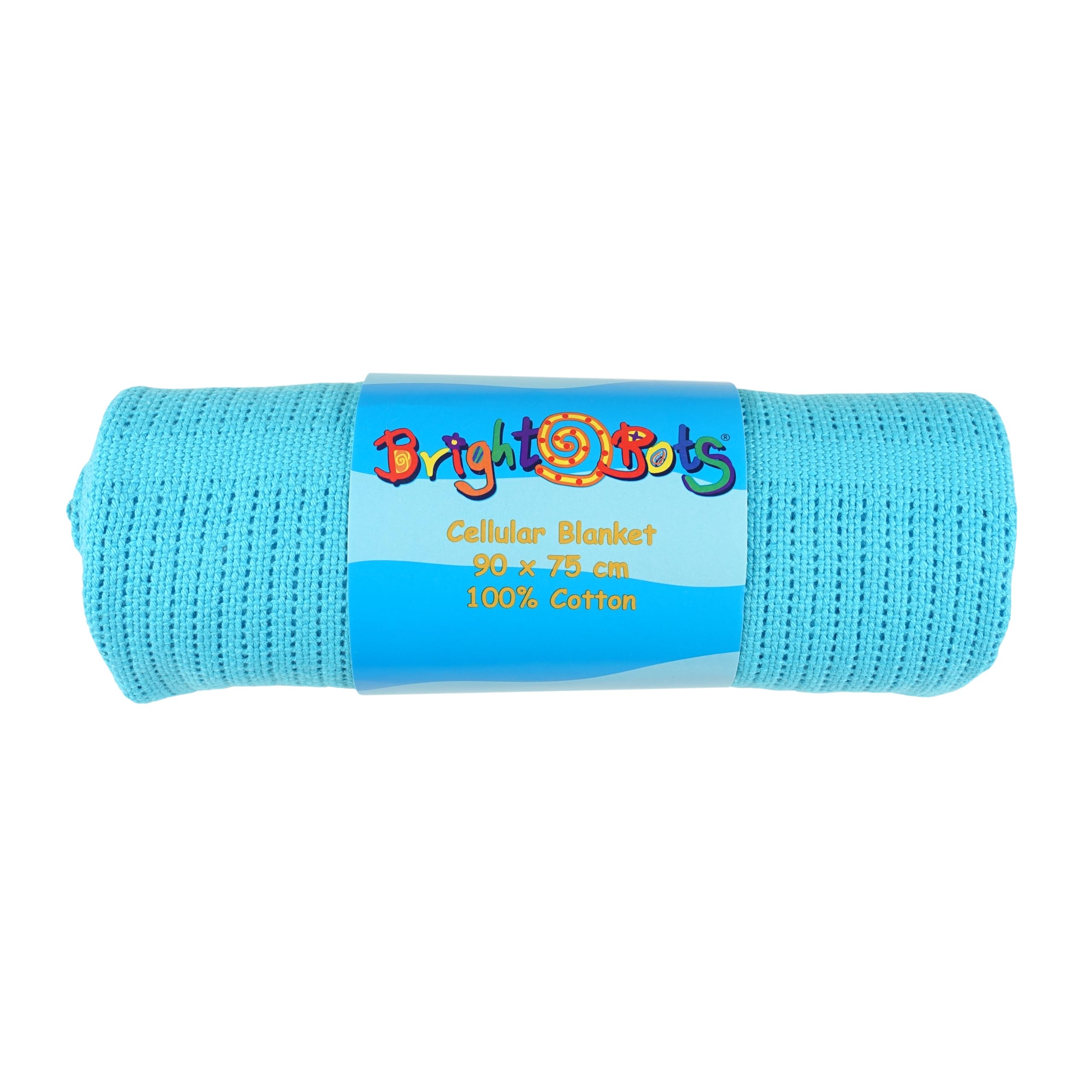 Bright Bots Turquoise Cellular Blanket, 100% Cotton Receiving Blanket, Moses Basket Blanket, Newborn Blanket 90X75 Cms (Turquoise)