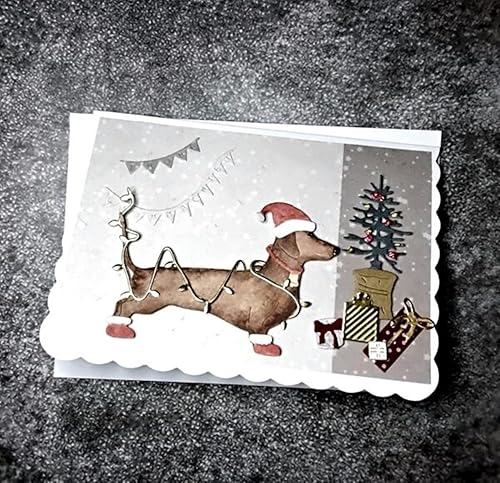 Miniatura 8 de Troqueles de metal para perro salchicha,lindo marco de perro de animal, plantillas de troqueles de bricolaje para manualidades, tarjetas cortadas