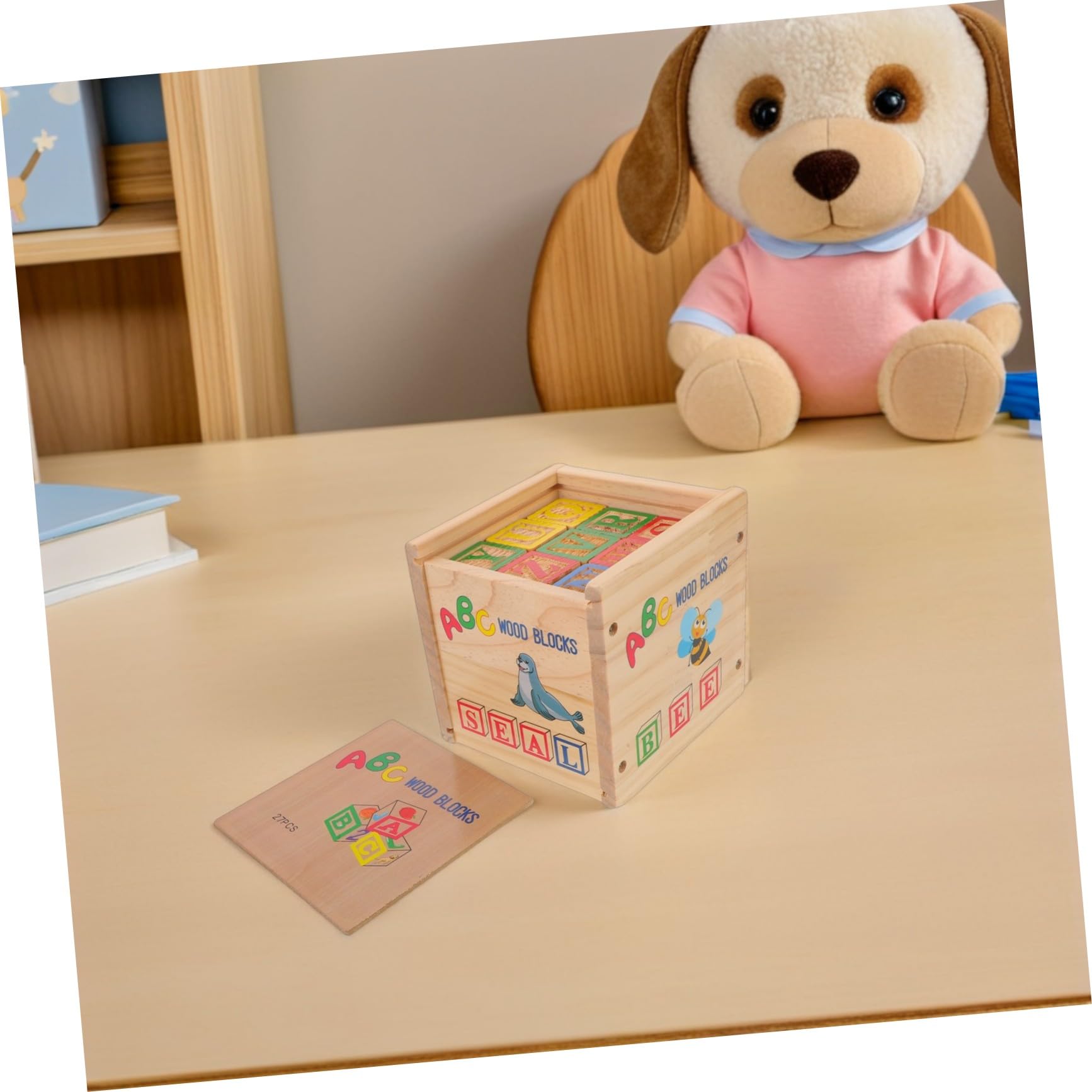 FRCOLOR Bloques de Madera ABC y Números para Niños, 27 Piezas