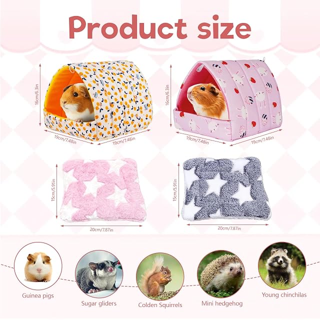 Foto 4 de 7 de Pluvyze 2 Pcs Cama Cobaya Conejo Cama Hamster Ca-ma Cobayas Invierno Invierno para Animales Pequeños Lavable…