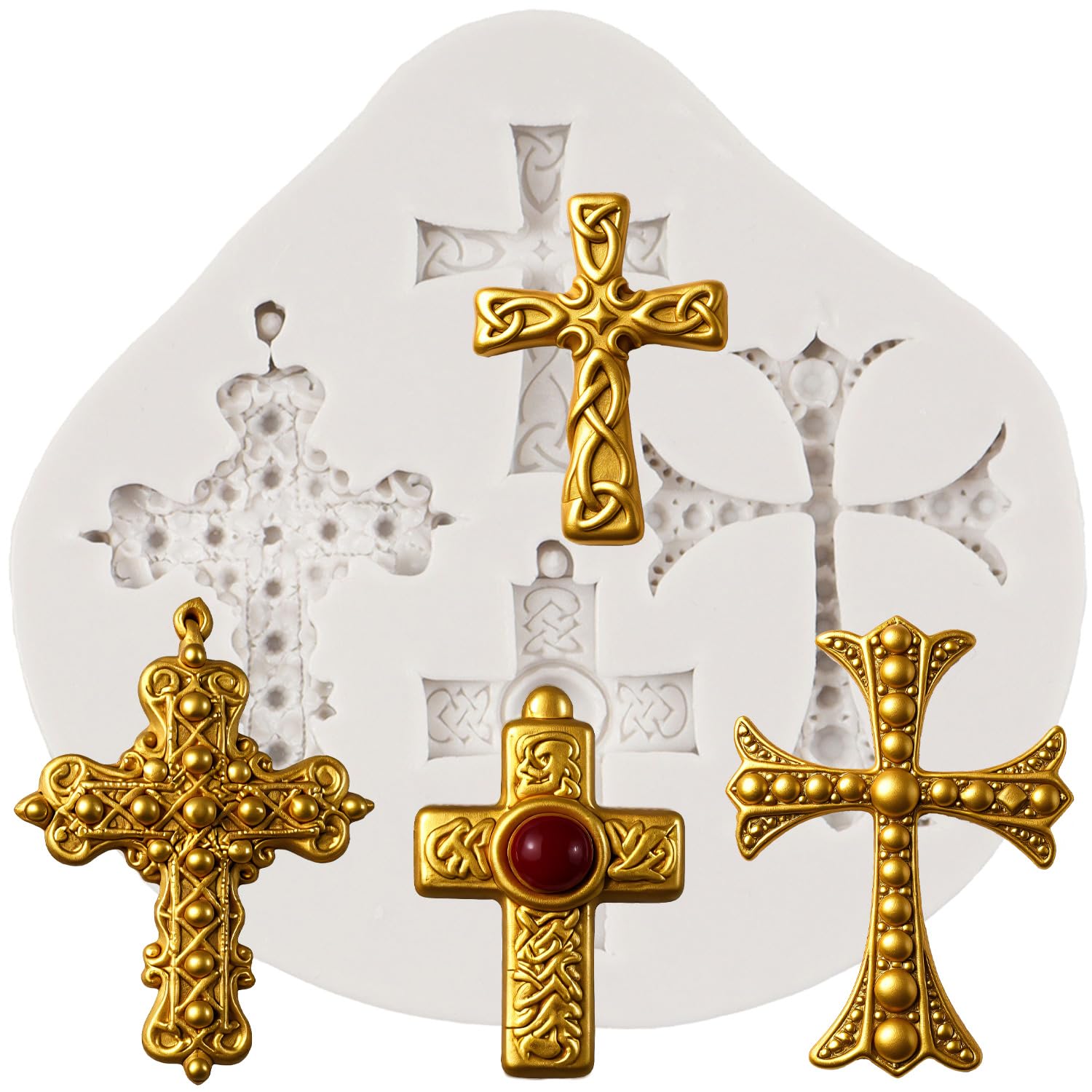 MINFEIDMS Cross Moulds Silicone Cross Fondant Moulds Cross Silicone Mould Cross Candy Mould for Baptism Cake Decorating Cupcake Topper Chocolate Gum Paste Polymer Clay