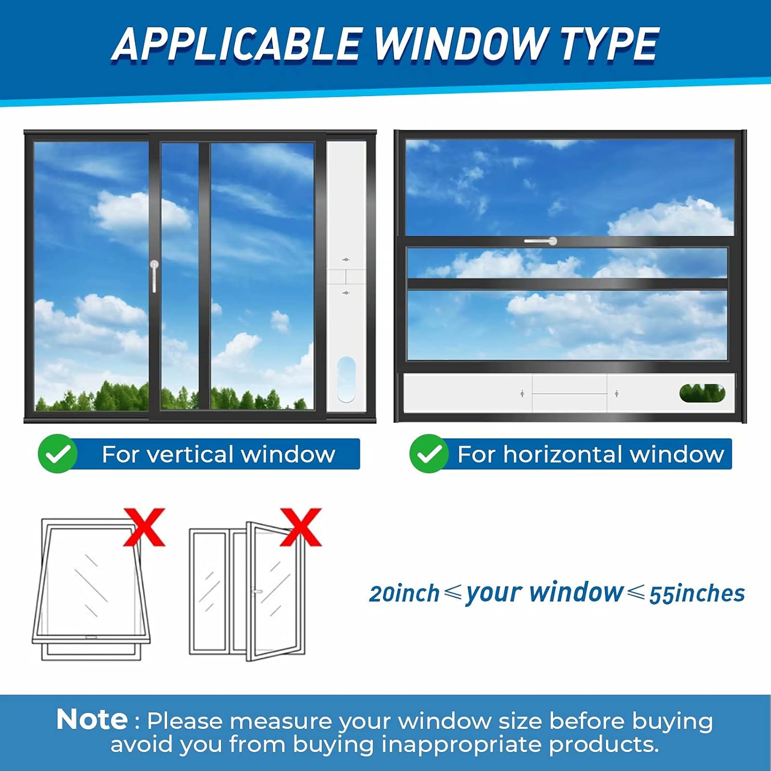 ZOOI 5.1"/5.9" Diameter Portable Air Conditioner Window Kit, Sliding AC Vent Kit for Exhaust Hose,20"-55" Length Universal Window Seal Kit, Adjustable AC Kit PVC Seal for Sliding Window : Tools & Home Improvement