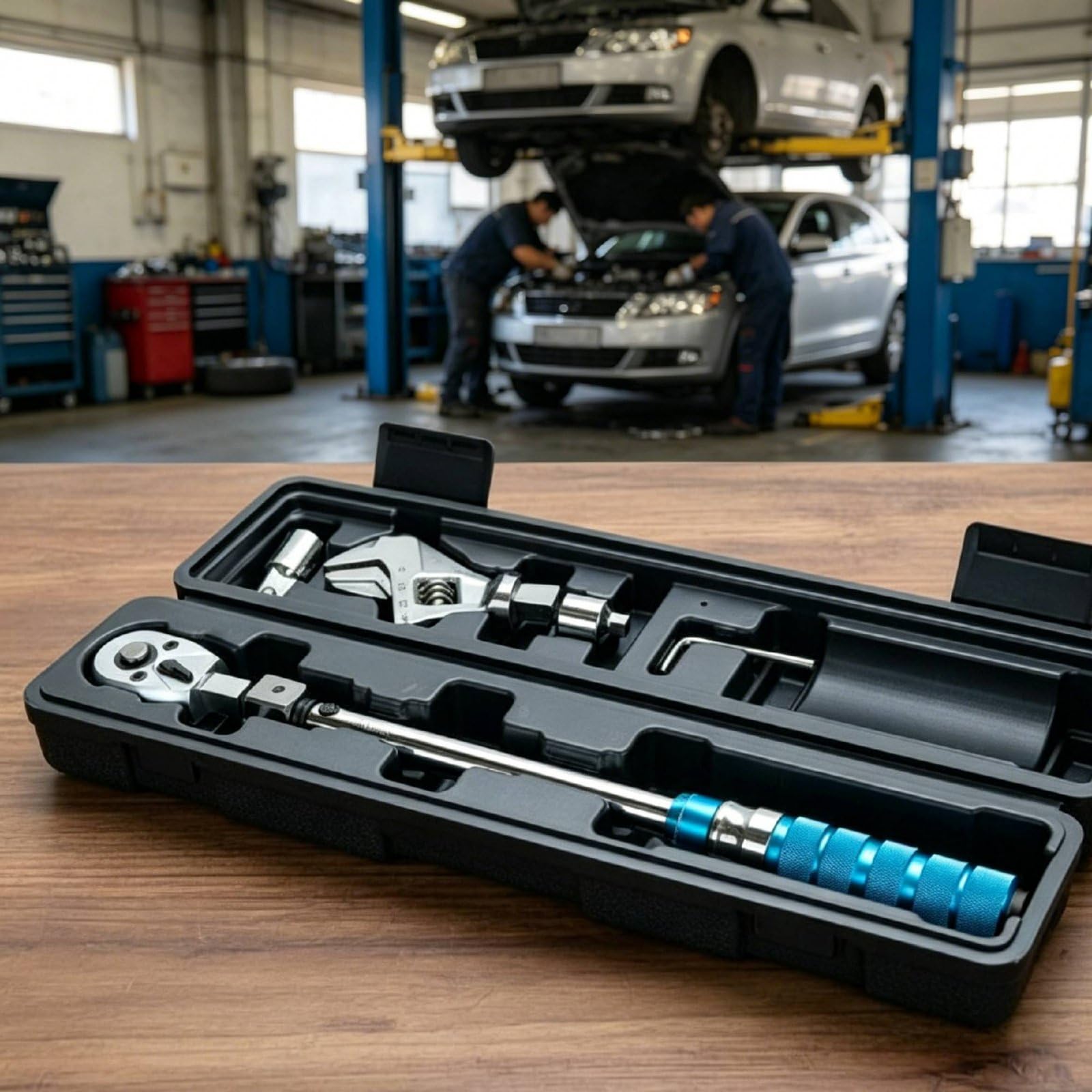 Drehmomentschlüssel Set multifunktional Ratschenschlüssel Werkzeugkasten einstellbares Drehmoment Kfz Reparaturwerkzeugsatz für Mechaniker, Heimwerker