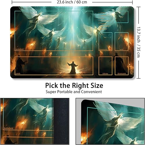 Miniatura 3 de Malqiqi Tapete de juego para MTG, con bolsas de almacenamiento gratis, tapete de juego de 24 x 14 pulgadas, TCG y tapete de juego de mesa para