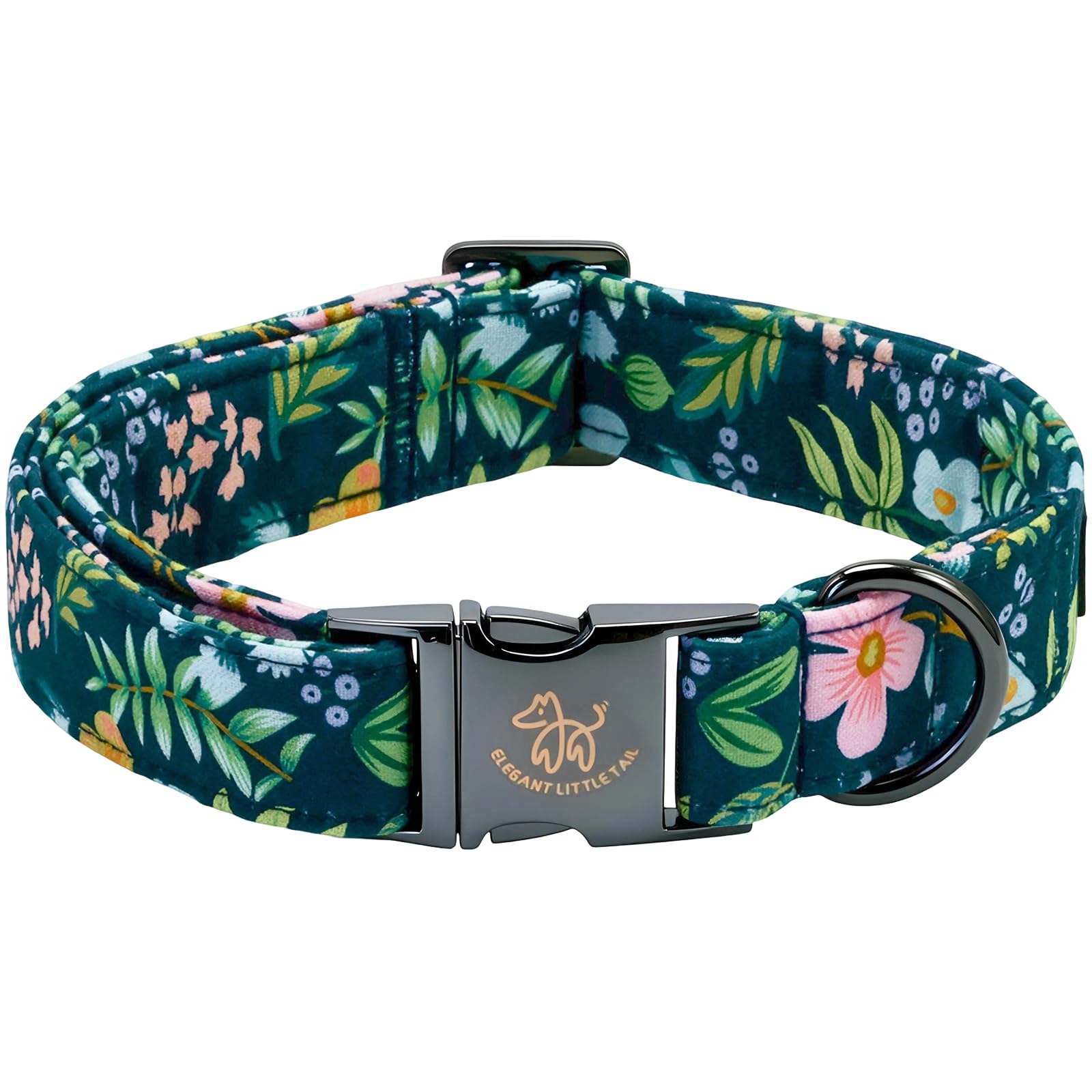 Collier pour chien réglable avec motif floral bleu foncé haute durabilité