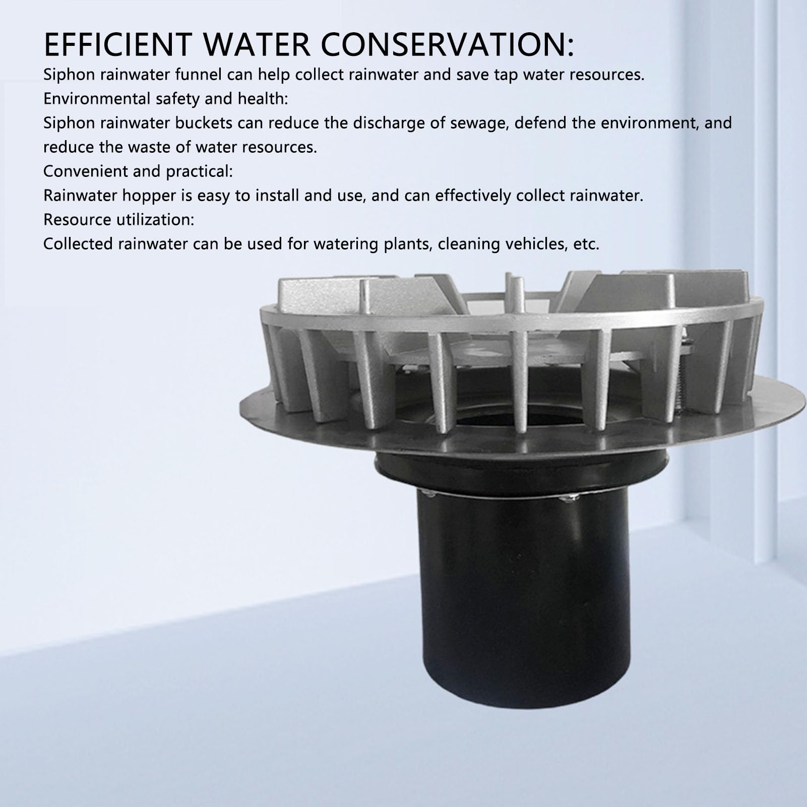DN100 Techo de Aluminio Colector de Agua de Lluvia de sifón Solución eficiente de Drenaje de recolección de Agua para hogares Granjas Escuelas Edificios comerciales