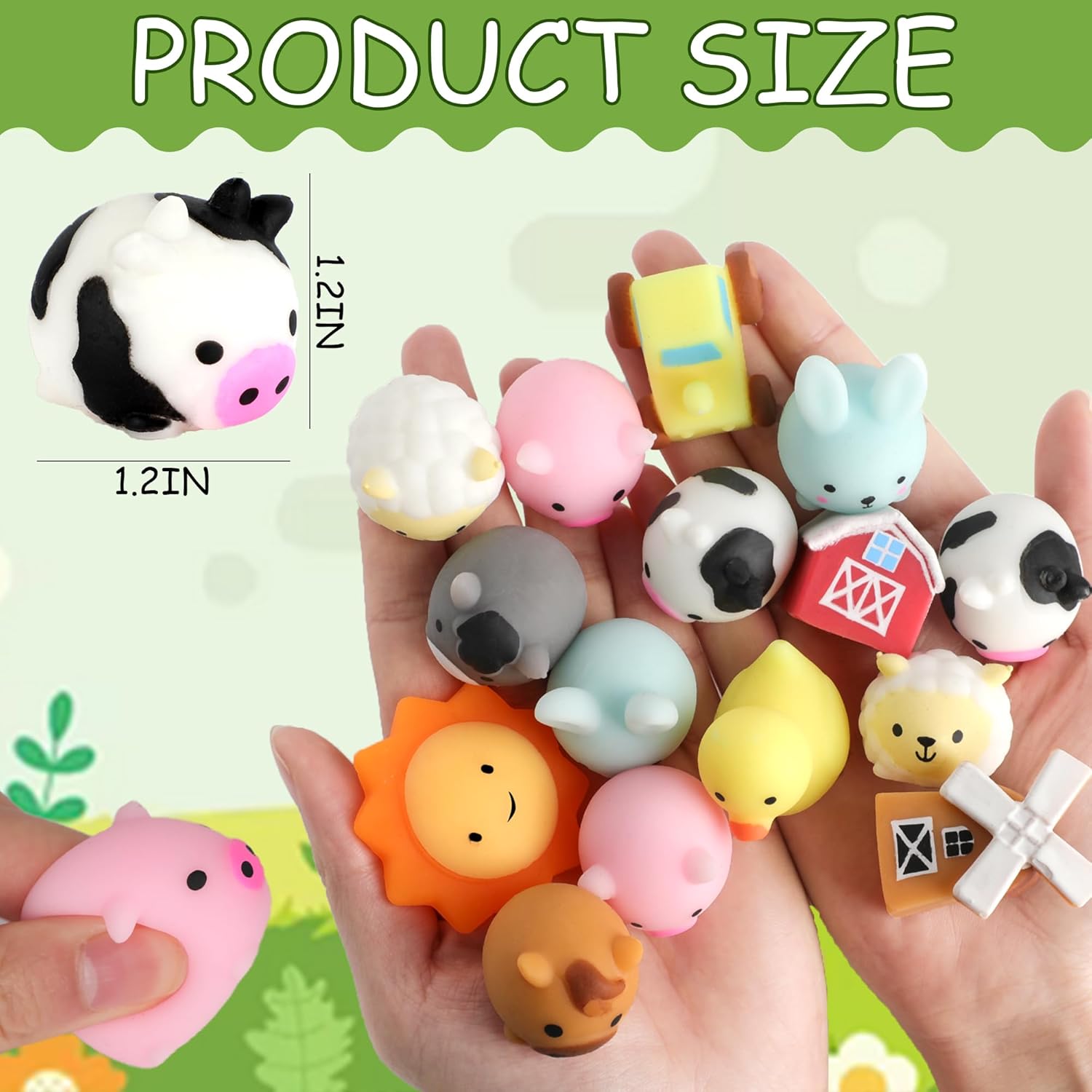 Erweicet 36 PCS Farm Animal Mochi Squishy Toys Stress Squishy Toys for Kids Party Favors