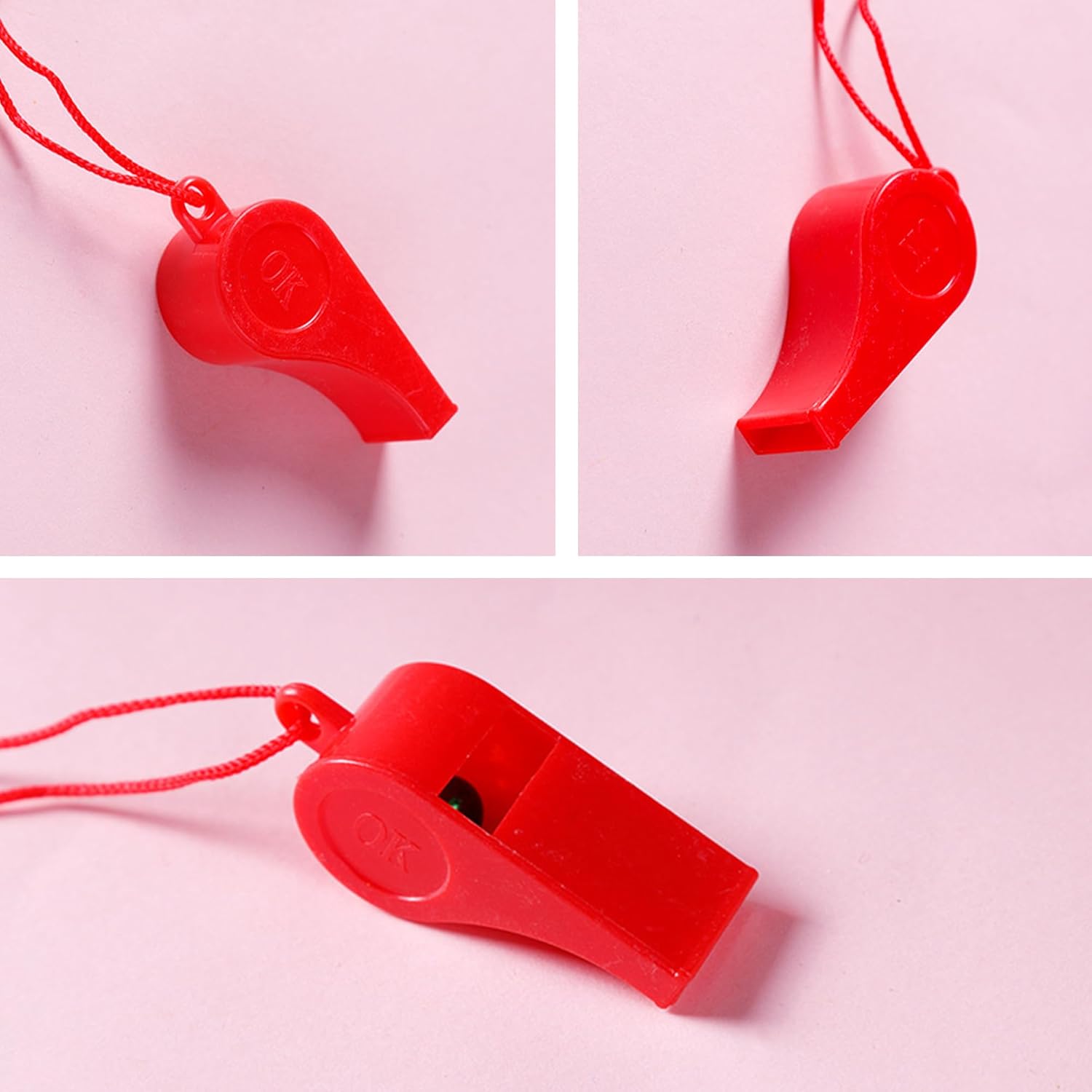 200 Pcs Plastic Whistles with Lanyard, Loud Sound Whistles Bulk for Kids Coaches Referee & Christmas Birthday Party, Sports Party Favors