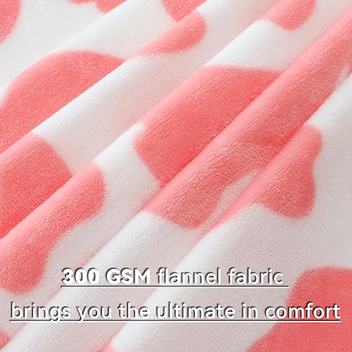 Miniatura 7 de Manta de forro polar rosa tamaño individual, acogedora y ligera con estampado de vaca para cama, sofá, decoración de habitación, regalo de vaca