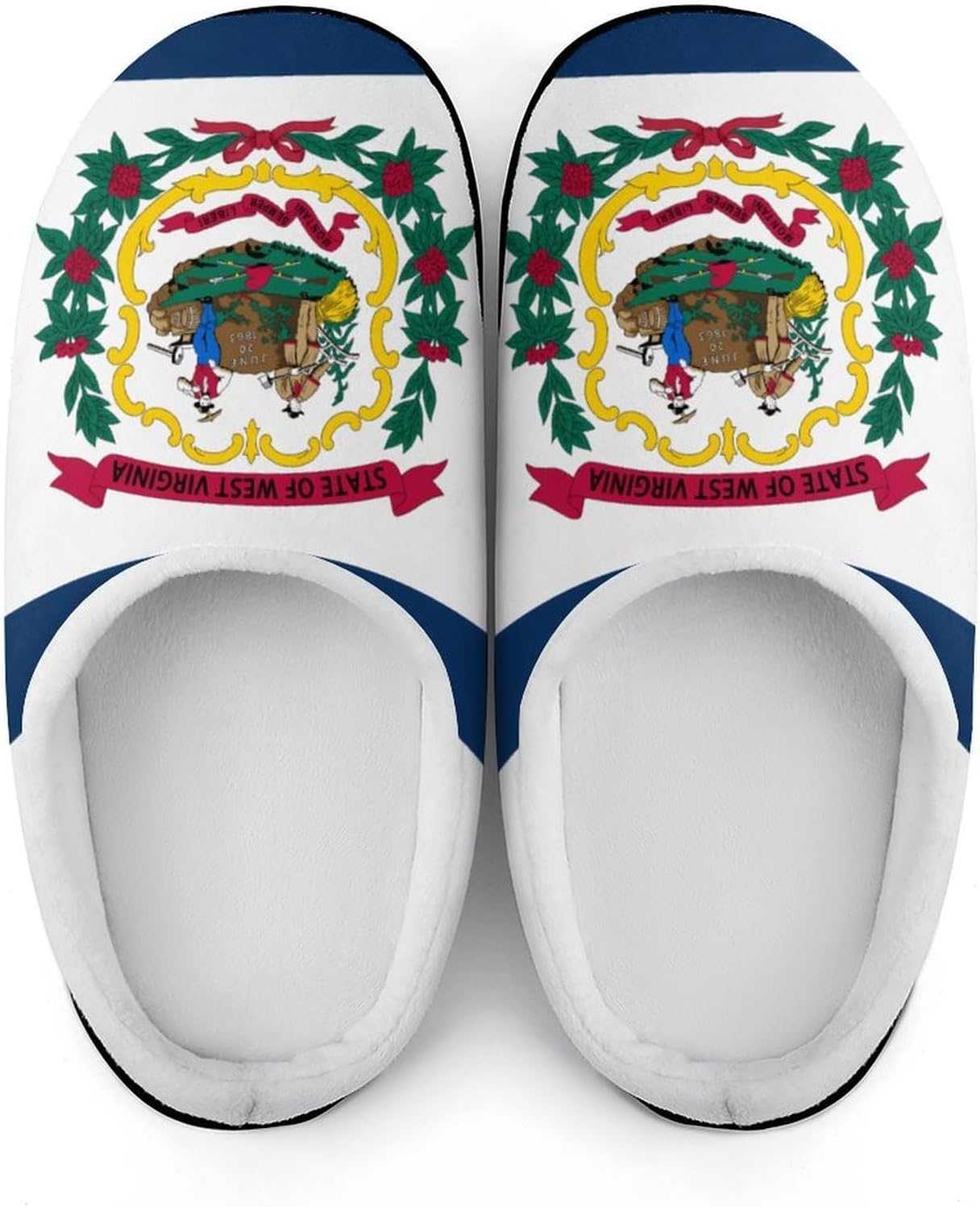 Flag of West Virginia United States Cotton Slippers for Women Soft Indoor Sole Casual House Shoes