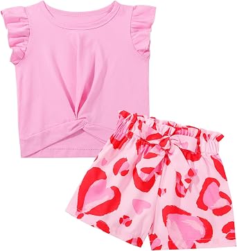 Valcatch Toddler Girl Summer Outfits 2 Piece Shorts Set, 18M-5T