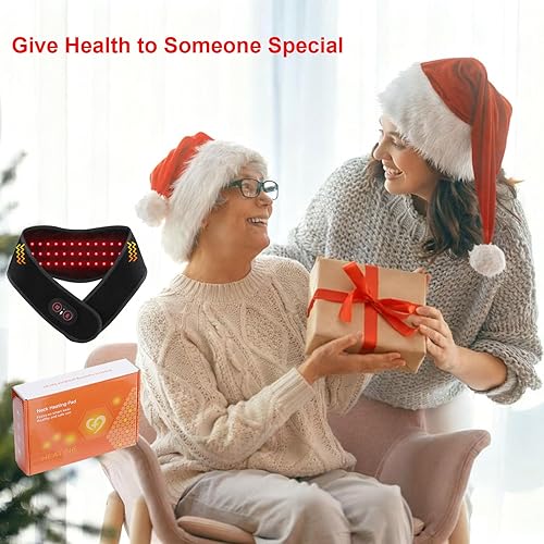 Miniatura 6 de Masajeador de cuello con masaje de calor y vibración, almohadilla térmica inalámbrica para el dolor con luz roja de 660 nm y 850 nm, soporte térmico