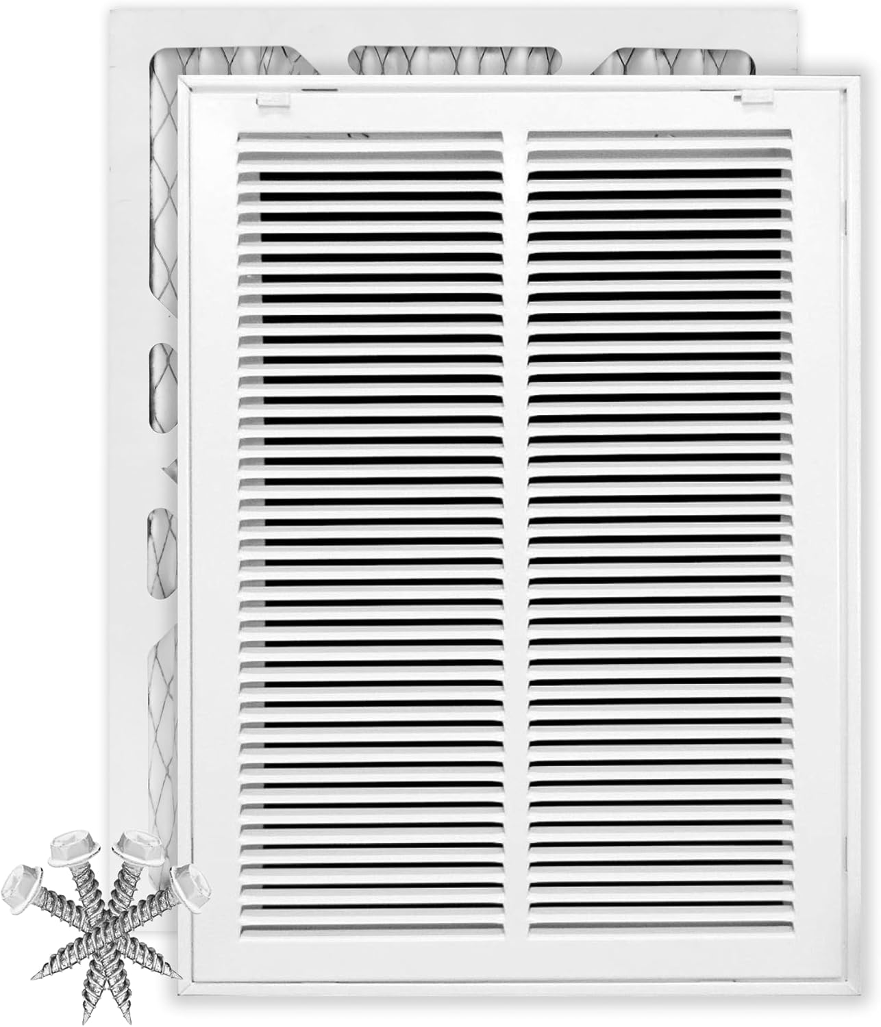 14" X 20" Return Air Filter Grille * - Filter Included * - Easy Plastic Tabs for Removable Face/Door - HVAC Vent Duct Cover - White [Outer Dimensions: 16.5" W X 22.5"H]