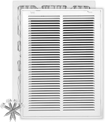 14" X 20" Return Air Filter Grille * - Filter Included * - Easy Plastic Tabs for Removable Face/Door - HVAC Vent Duct Cover - White [Outer Dimensions 16.5" W X 22.5"H]